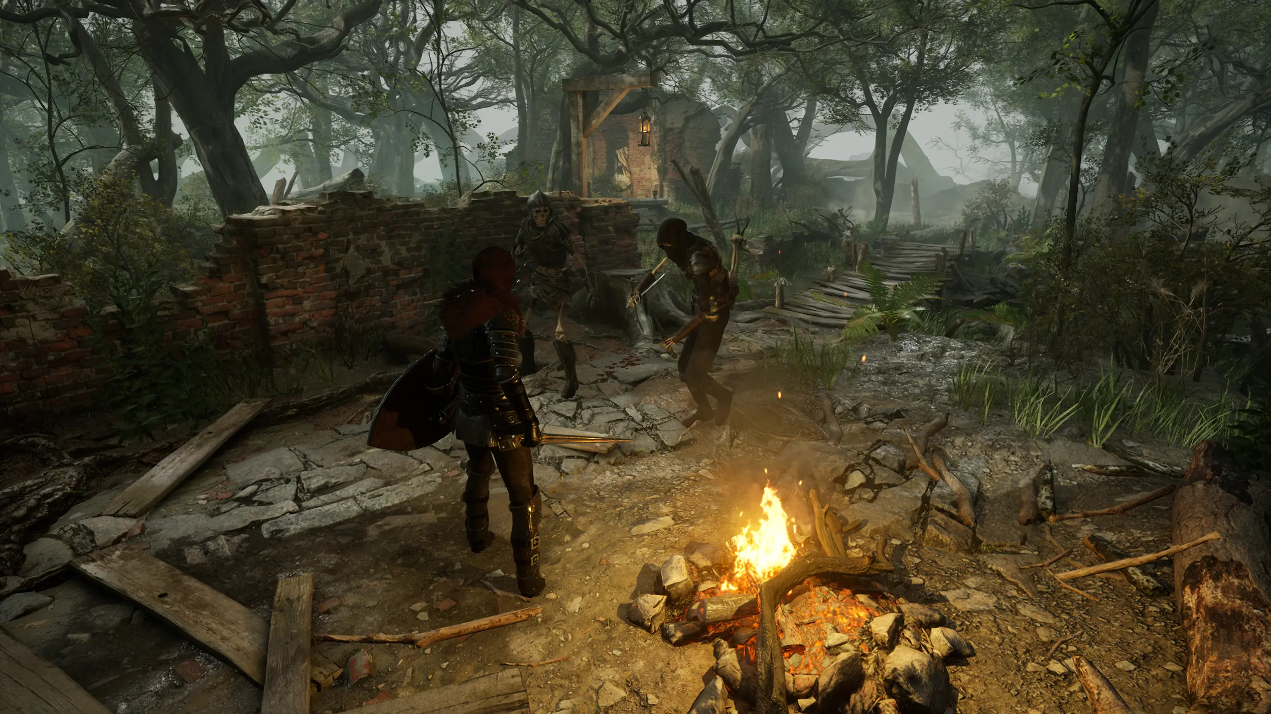 Action RPG combat encounter with posture-break mechanics