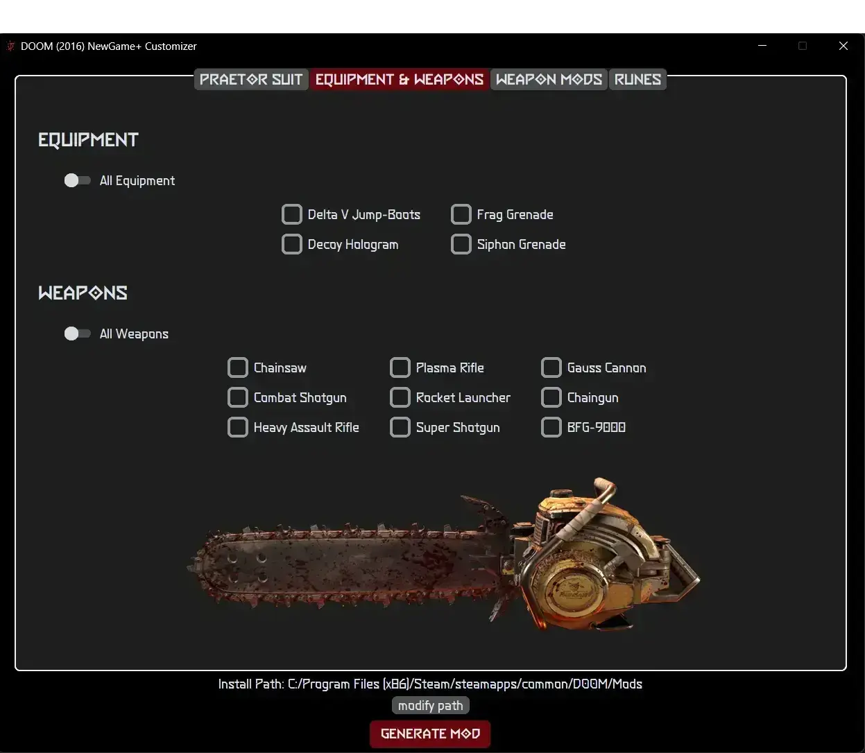 Gameplay configuration and validation UI